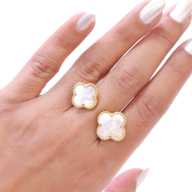 Double WHITE malachite ring