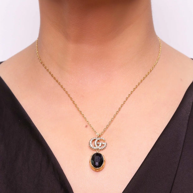Rustic Double G black drop pendant