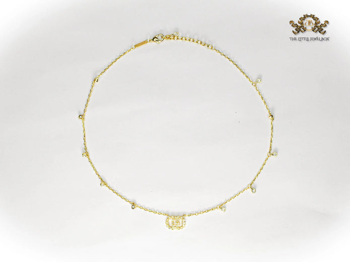 Alphabet Double G chain with CZ in gold