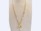 Lion and pearl drop link double C chain