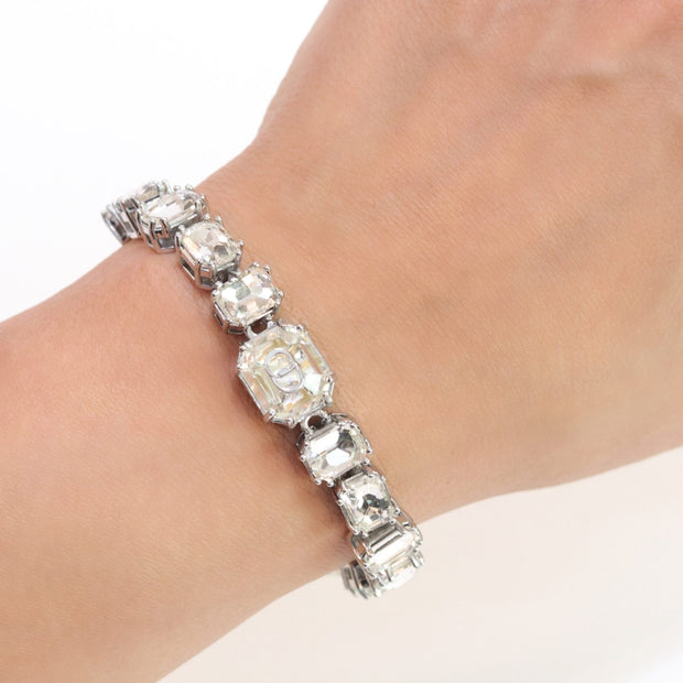 Alphabet C & D CZ bracelet in Platinum finish