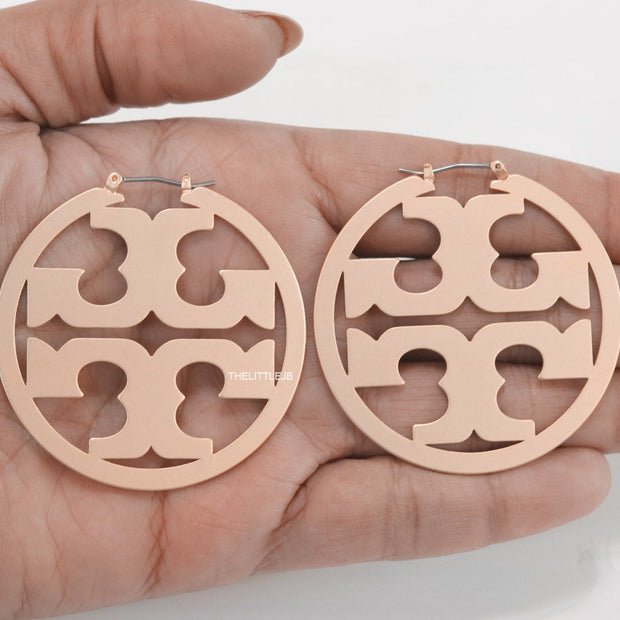 Designer rose gold plated hoop earrings