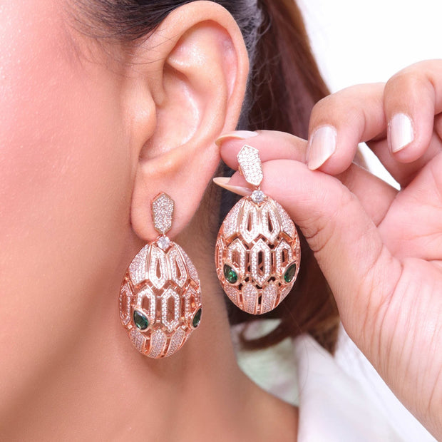 Rose gold snake head drops