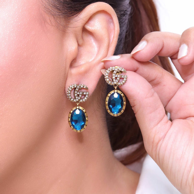 Rustic double G turquoise drops