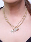 Alphabet Pearl and charm pendants necklace 4 charms