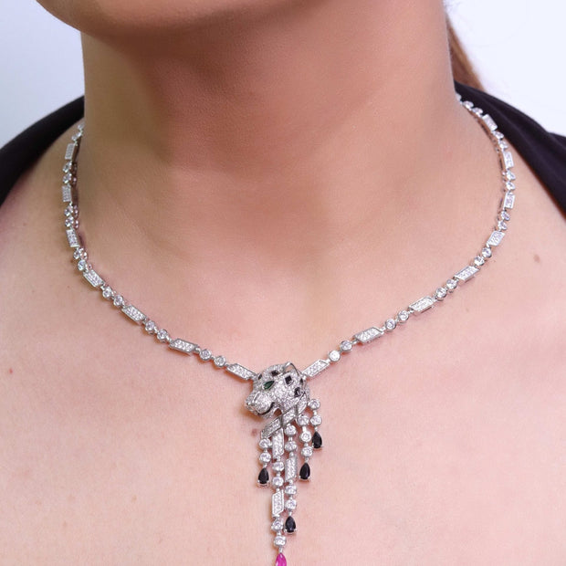 Cz platinum panther sleek chain