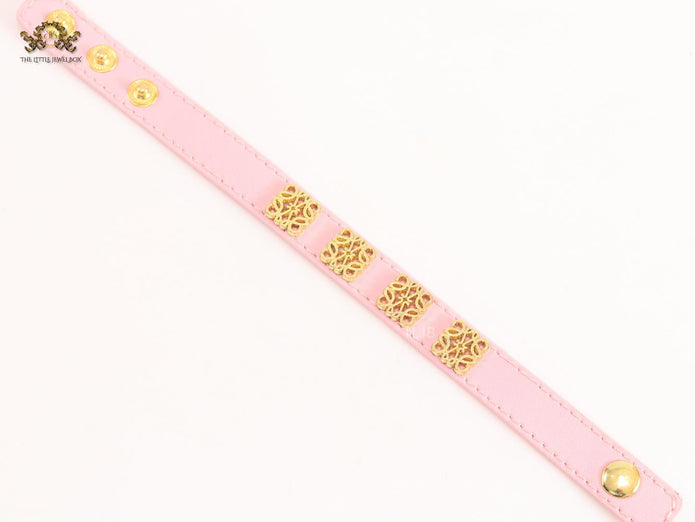 Alphabet L pink leather bracelet