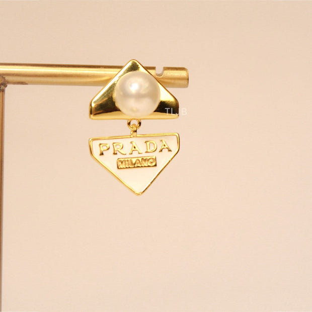 Alphabet P white triangle Studs