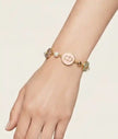 Alphabet CD gold plated multi color pearl bracelet