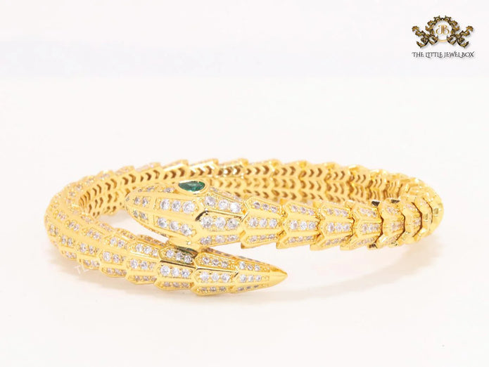 Gold snake and cz bracelet