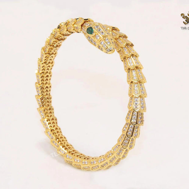 Gold snake and cz bracelet