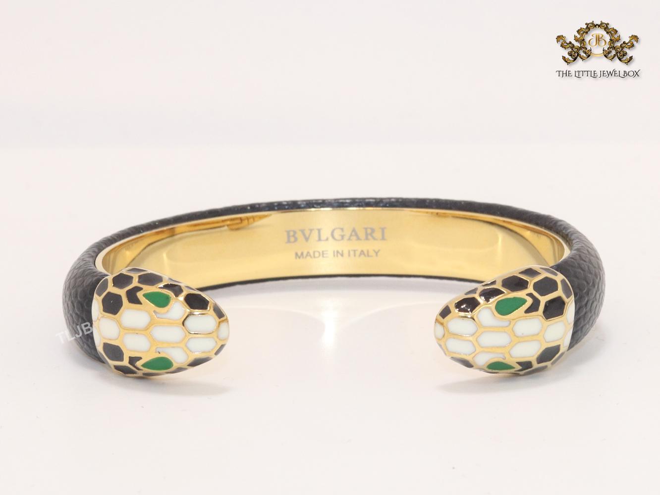 Two snake head black leather bracelet