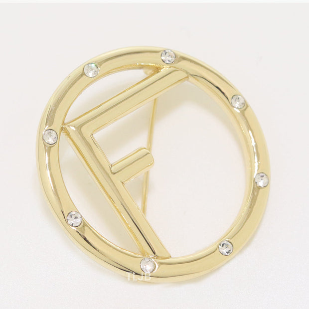 Alphabet F Diamond Studded Brooch