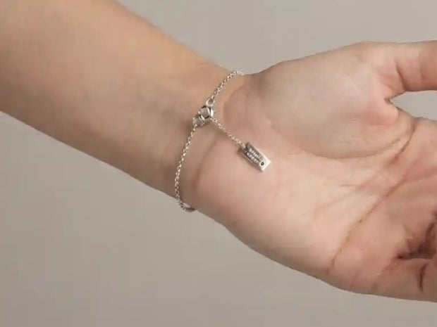 Alphabet MSK Platinum Plated CZ Pave Sliding Stone Bar Bracelet