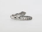 Platinum Snake head cz bracelet with emerald detailing