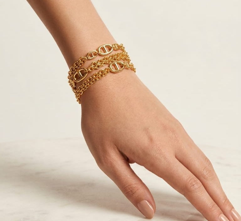 Gold Plated Layered Alphabet CD Bracelet