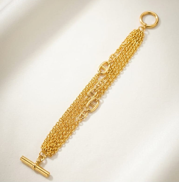 Gold Plated Layered Alphabet CD Bracelet