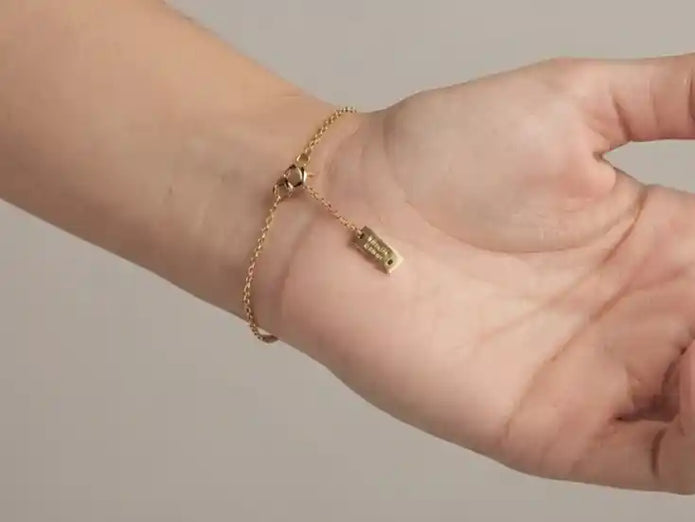 Alphabet MSK Gold Plated CZ Pave Sliding Stone Bar Bracelet