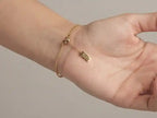 Alphabet MSK Gold Plated CZ Pave Sliding Stone Bar Bracelet