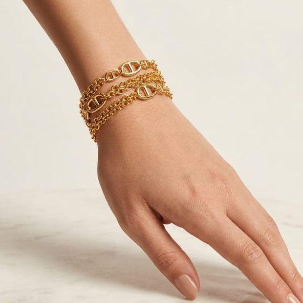 Gold Plated Layered Alphabet CD Bracelet