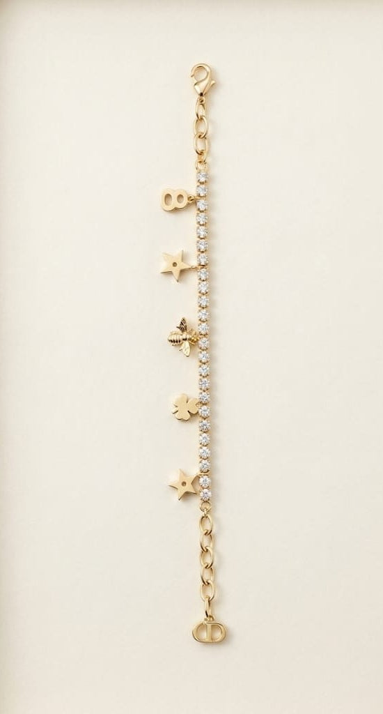 Alphabet CD Gold Plated CZ Charm Tennis Bracelet