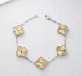 Alphabet VC Platinum Plated & Gold Textured Clover Station Bracelet
