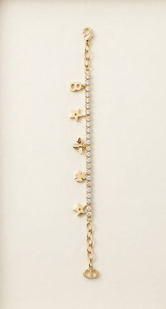 Alphabet CD Gold Plated CZ Charm Tennis Bracelet