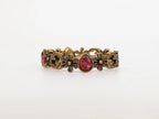 Rustic copper Double G and flowers hard bracelet with ruby