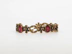 Rustic copper Double G and flowers hard bracelet with ruby
