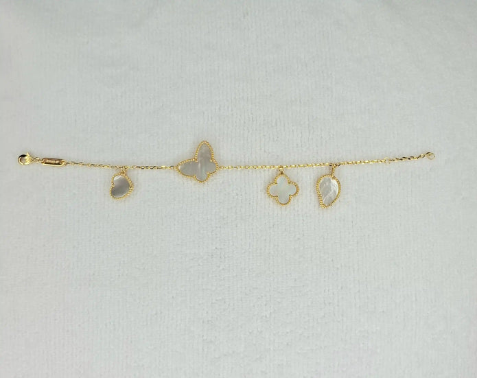 Alphabet VC Gold Butterfly & Clover Charm Bracelet