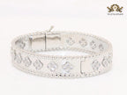 Platinum clover motif CZ bracelet