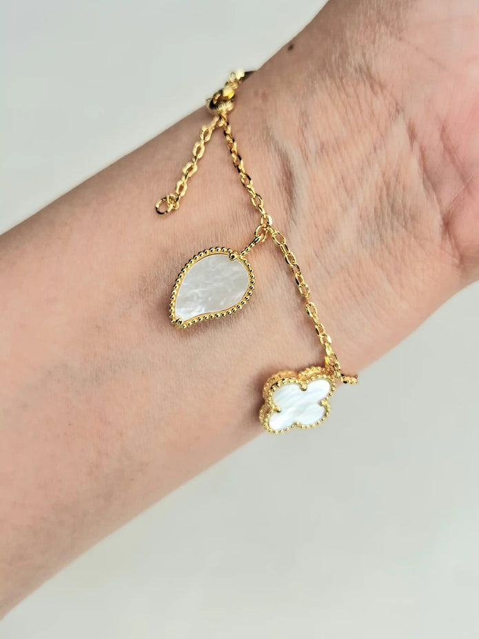 Alphabet VC Gold Butterfly & Clover Charm Bracelet