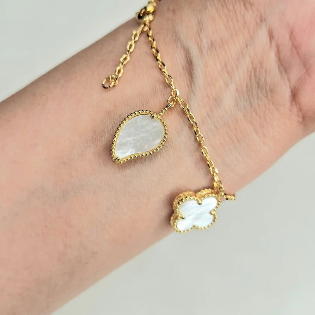 Alphabet VC Gold Butterfly & Clover Charm Bracelet