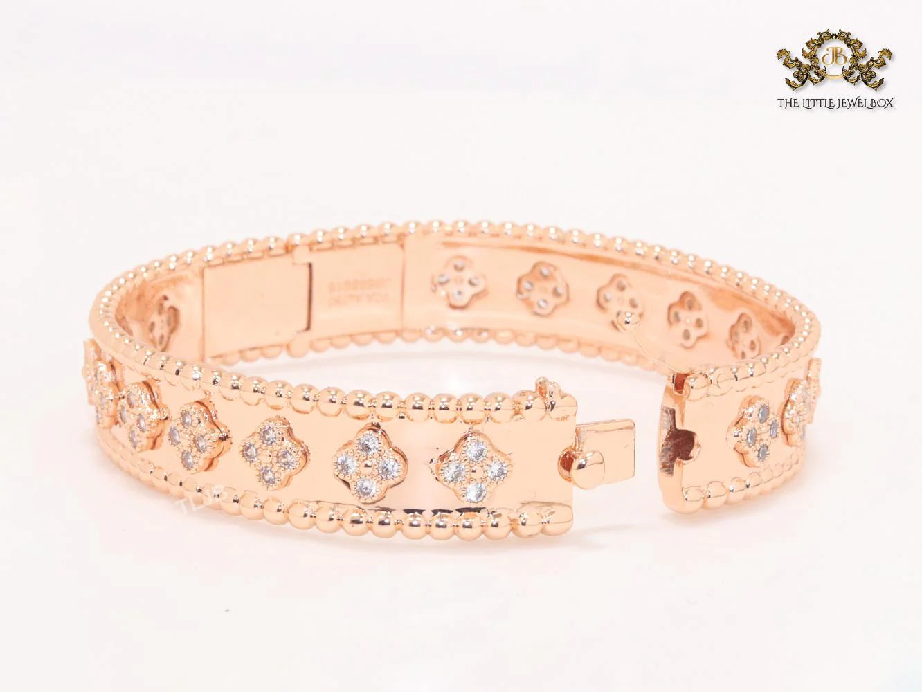 Rose gold clover motif CZ bracelet