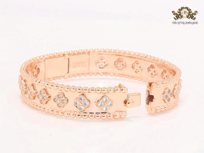 Rose gold clover motif CZ bracelet