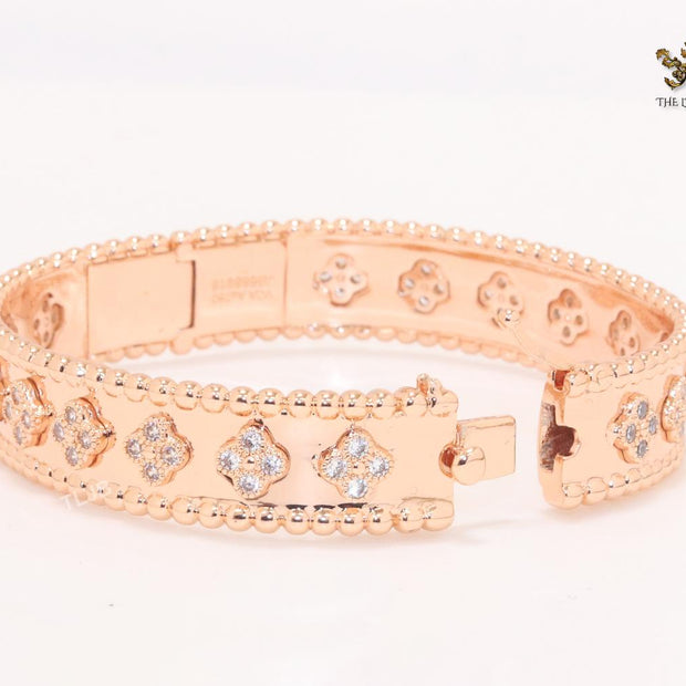 Rose gold clover motif CZ bracelet