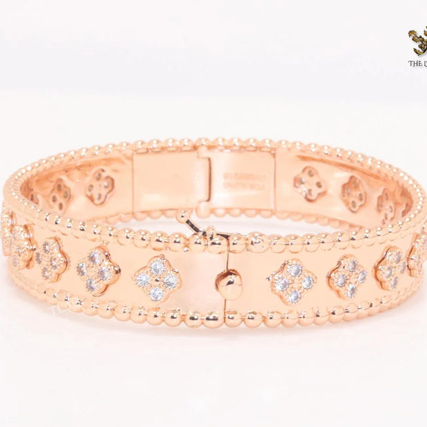 Rose gold clover motif CZ bracelet