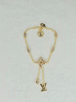 Gold Plated Alphabet LV Charm Bracelet with CZ Accents