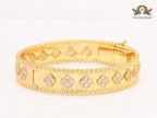 Gold clover motif CZ bracelet