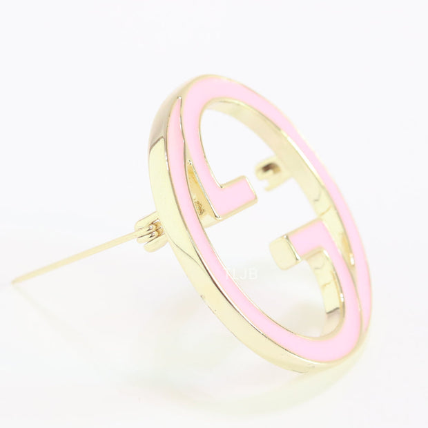 Pink enamel Double G Brooch