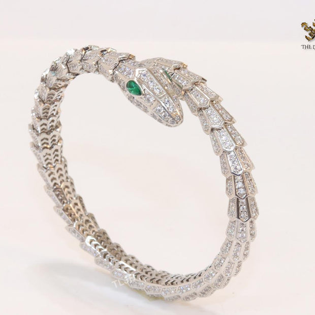 Platinum snake and cz bracelet