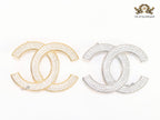 Gold plated twin C brooch with cz