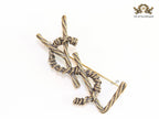 Antique gold finish alphabet brooch