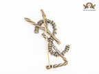 Antique gold finish alphabet brooch