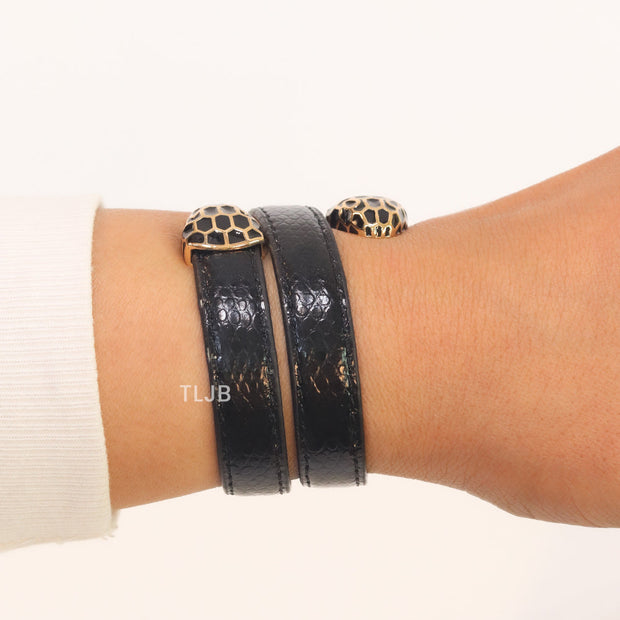 Serpentine black belt bracelet