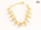 Pearl Studded Alphabet CD Bracelet in Gold