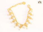 Pearl Studded Alphabet CD Bracelet in Gold