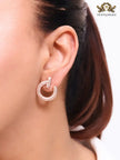 Alphabet T round rose gold studs