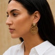 Antique Gold Plated Lion Head Double G round Earrings