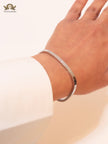 Silver plated rectangular screw bracelet
